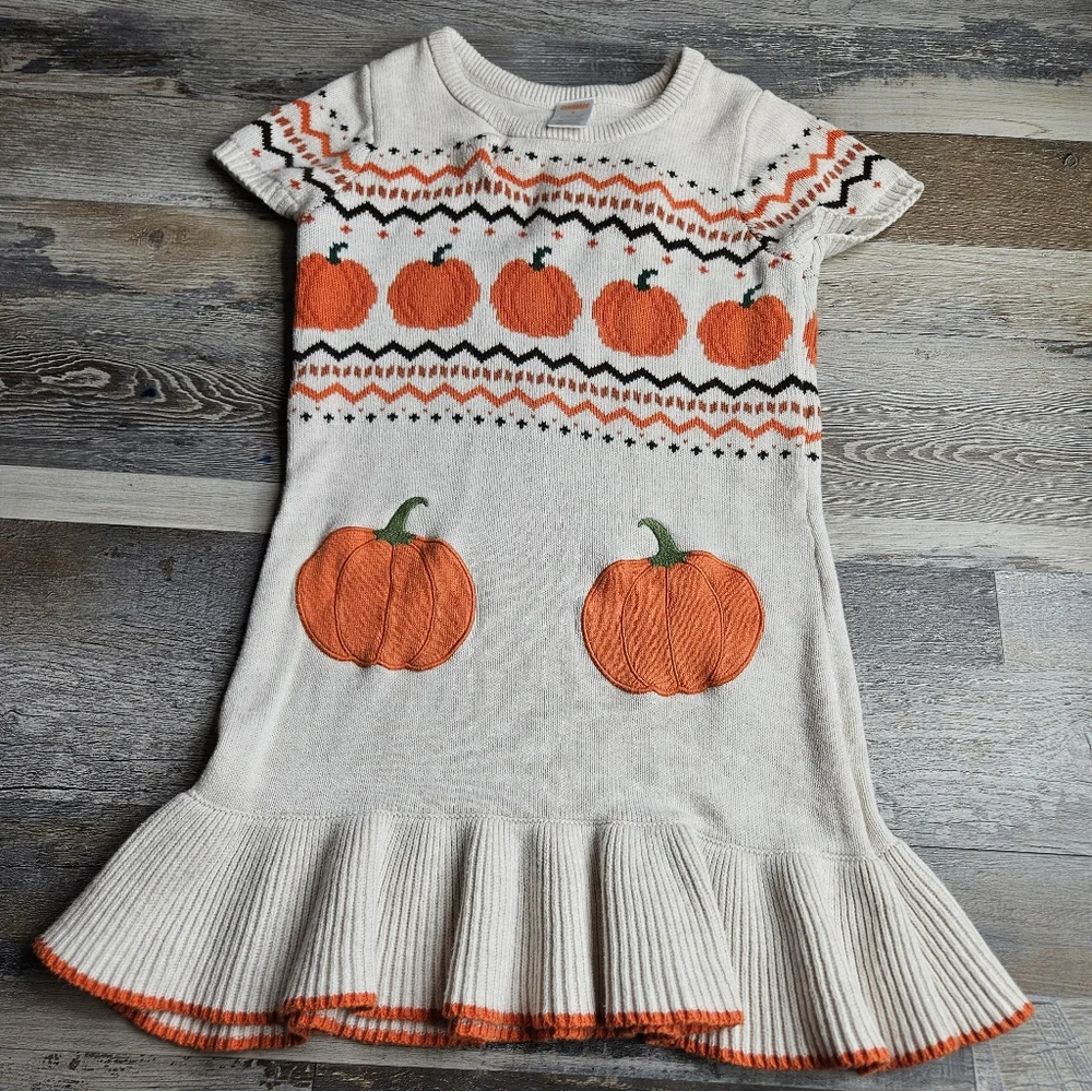 Gymboree Girls Pumpkin Fall Theme Sweater Dress Size 6 Fall 2024